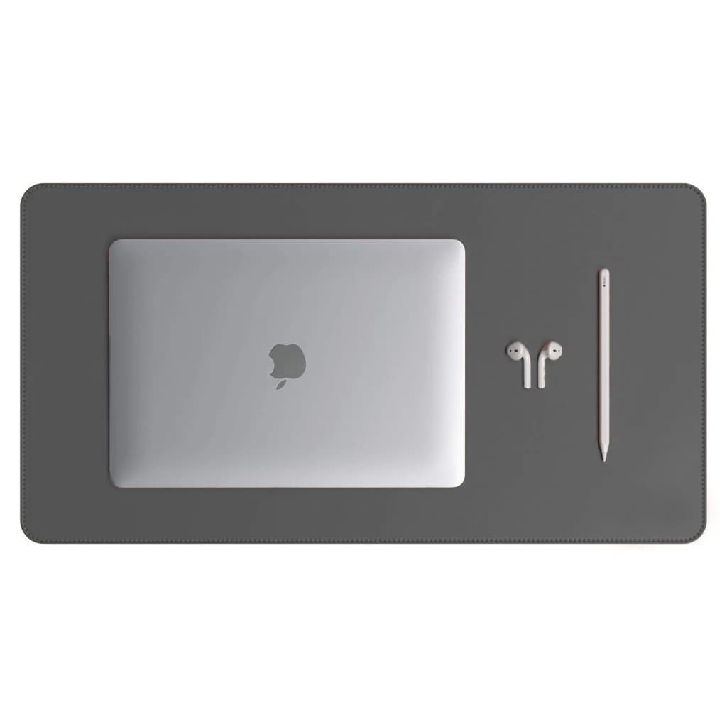 Mouse Pad Grande Couro Sintético Ecológico Cinza Escuro Premium