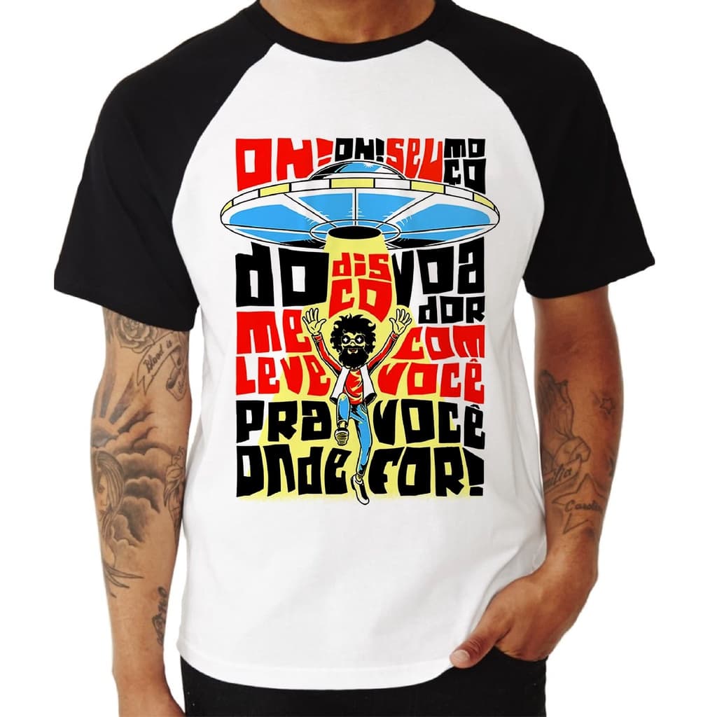 Camiseta Raglan Raul Seixas Moço do Disco Voador