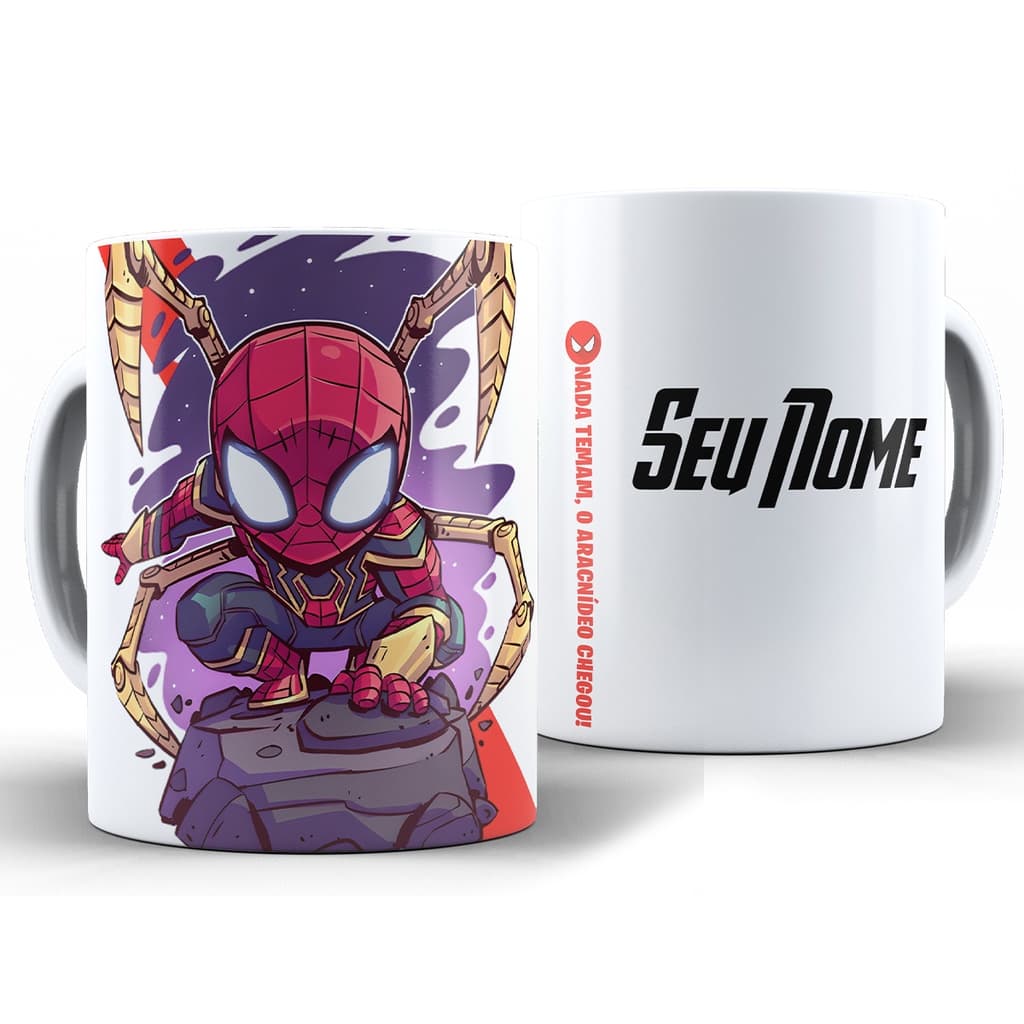 Caneca Homem Aranha Personalizada Com Nome + Caixa - Xícara 325ML Cerâmica