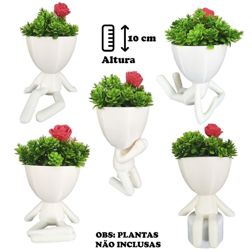 Kit 5 Vasinhos Decorativos Bob Plant para Suculentas