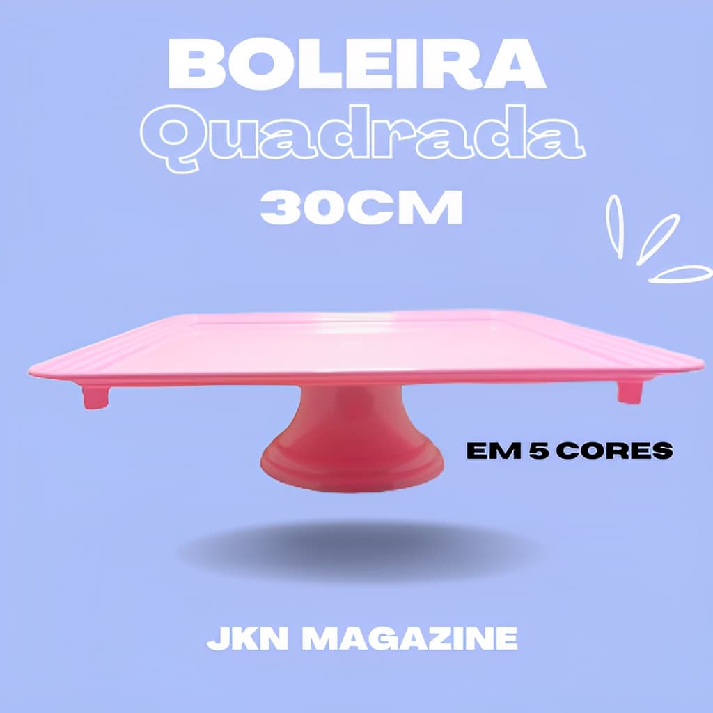 Boleira Quadrada para Doces Cupcake Bolo Frutas 30cm - Decoração Aniversário - Suporte Removível 2 Em 1