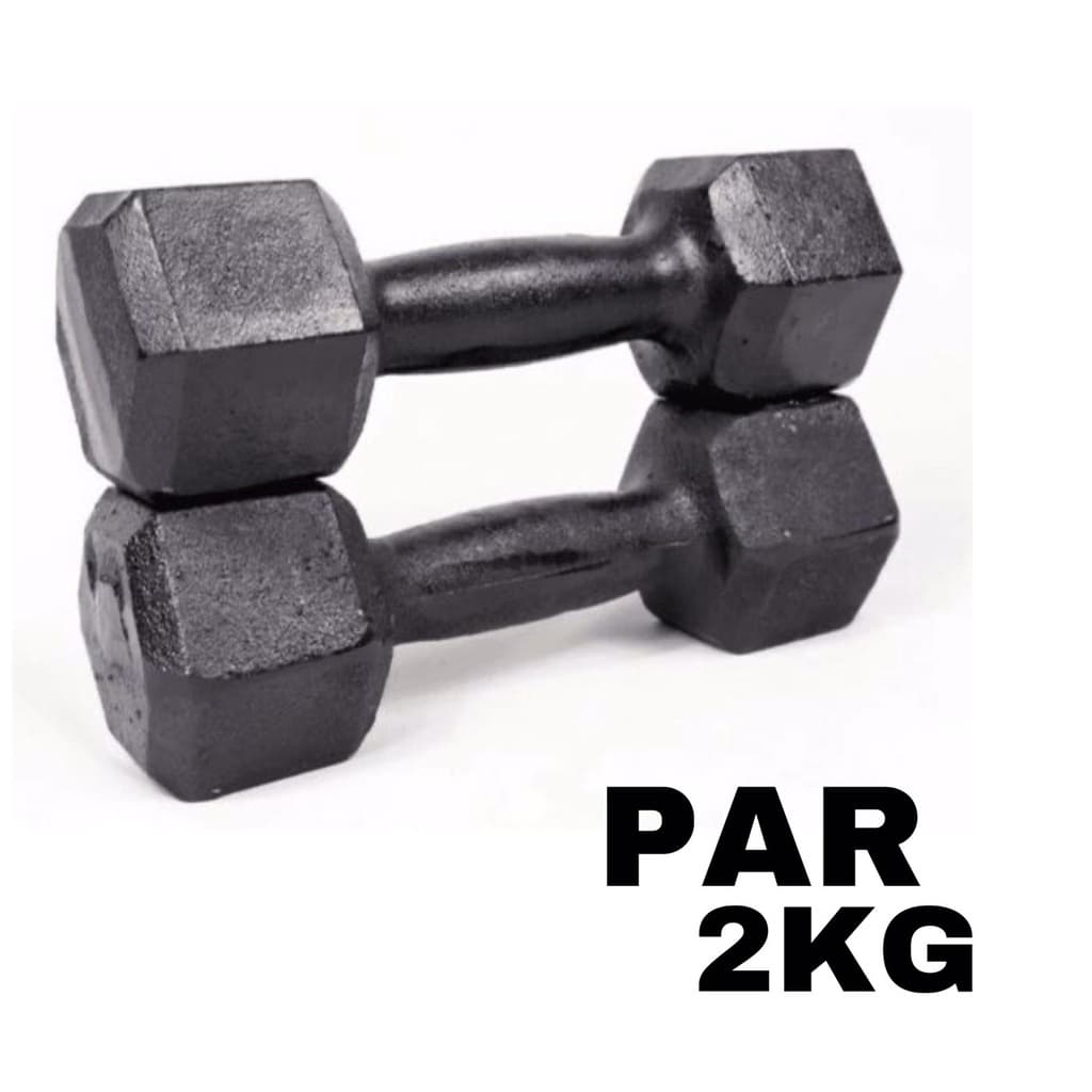 Par Halter Sextavado Ferro Fundido Para Treinos E Musculação 2 Kg