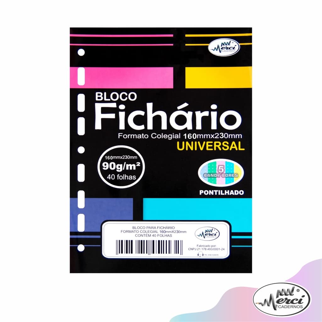 Refil de Fichário Colegial Candy Pontilhado 90g/m² 40 Fls | Merci