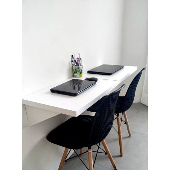 Bancada Suspensa Mesa 2 Unidades Para Estudos Home Office Escritório MDF Branco