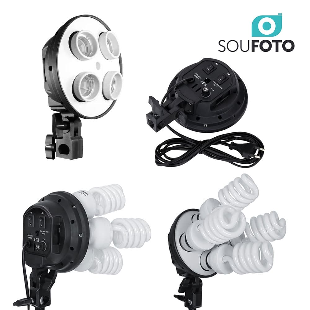 Soquete Quádruplo E-27 Sou Foto SQE-27 para Estúdio Fotográfico