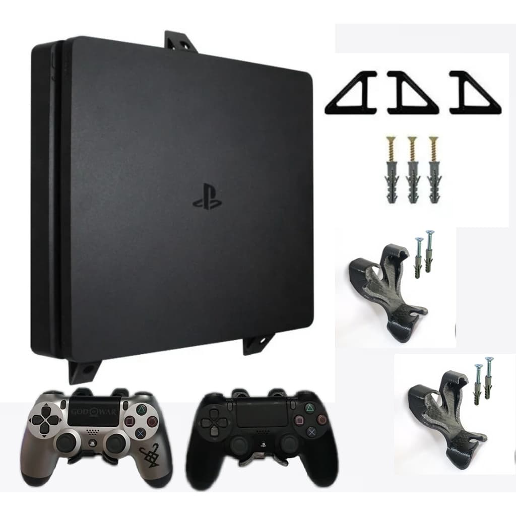 Suporte Parede Playstation 4 Slim (console + 2 Controles)