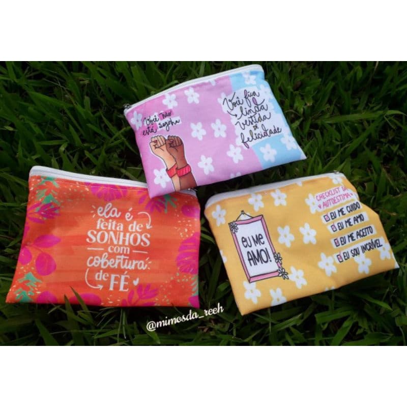 Necessaires kit com 3 unidades tema mulheres | Necessaire dia da mulher