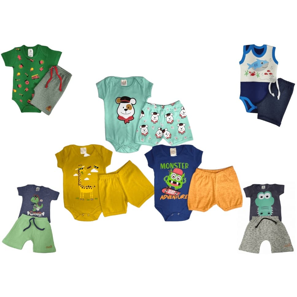 Combo 8 Peças Conjunto Bebê Menina = 4 Conjuntos do P ao G