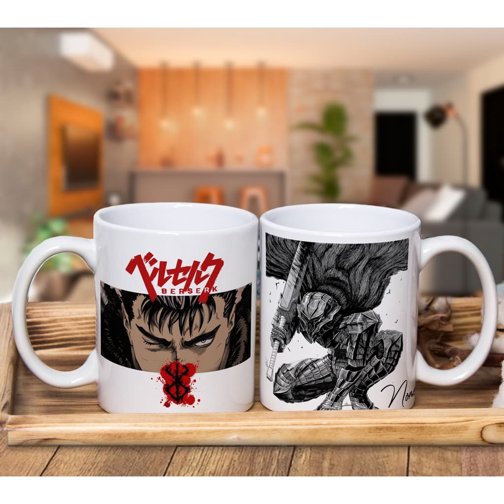 Caneca Anime Berserk armadura negra com Nome