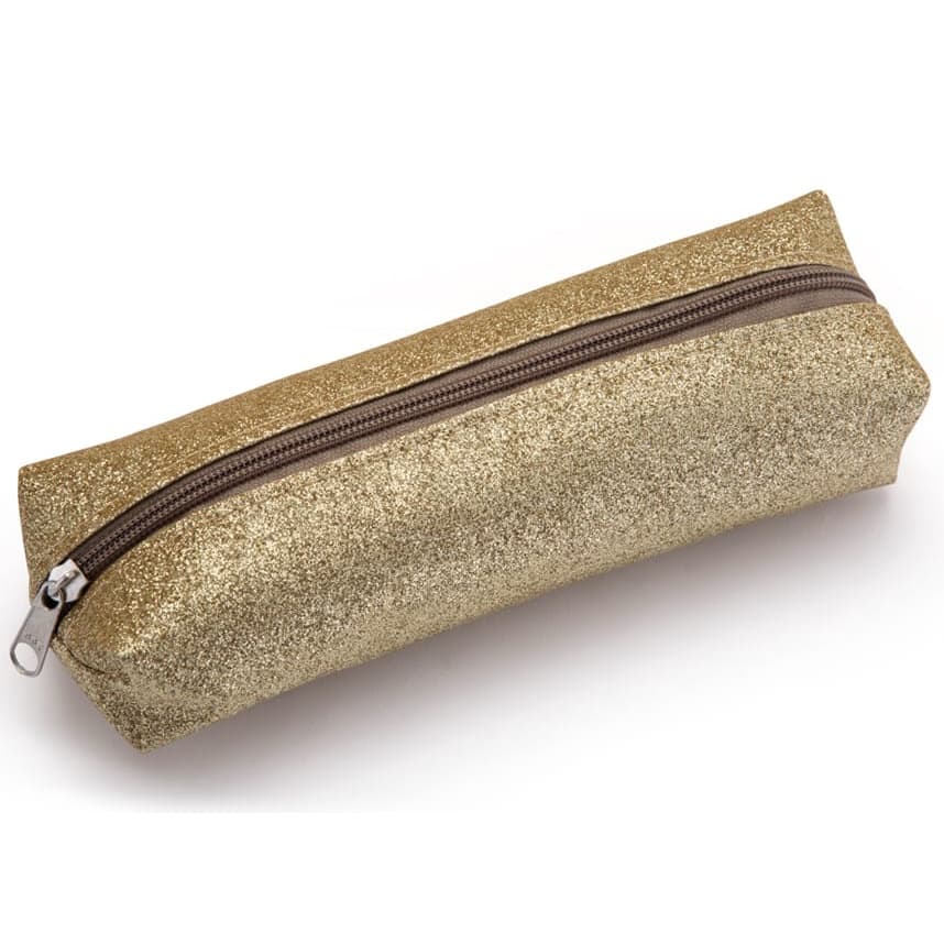 Estojo Com Glitter Grande Dourado Maxcril