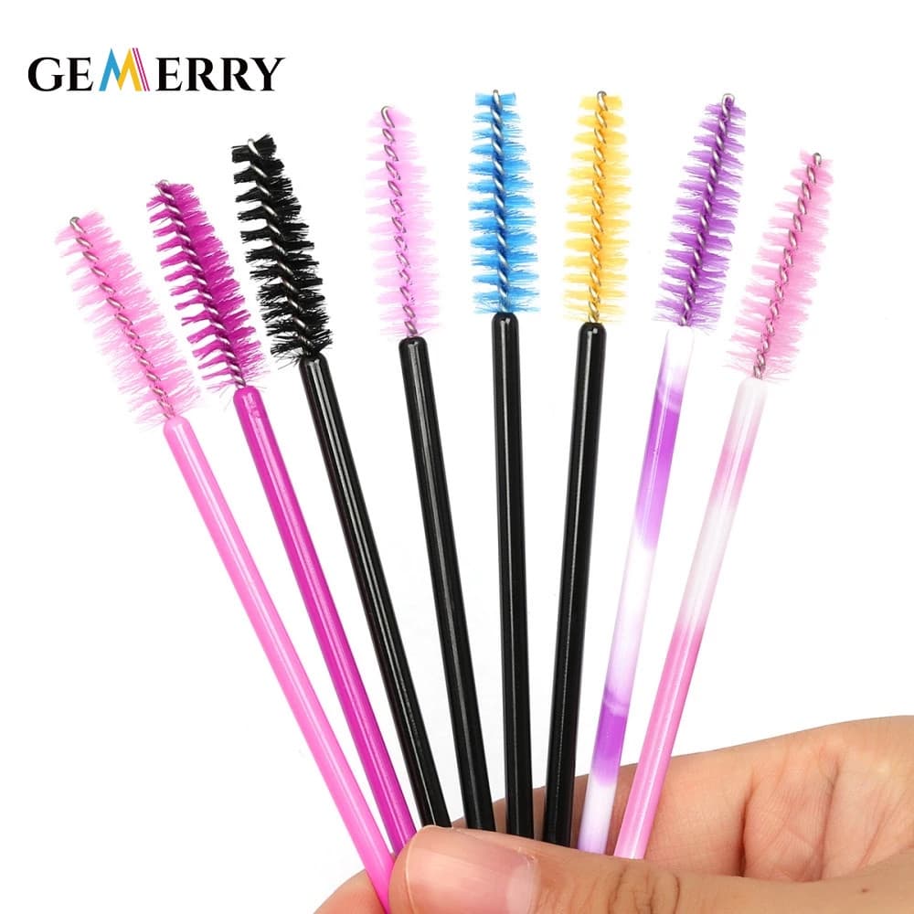 Gemerry 50Pcs Pincéis Descartáveis Rímel De Cílios Aplicador De Plástico Colorido Maquiagem Profissional Olhos Extensão