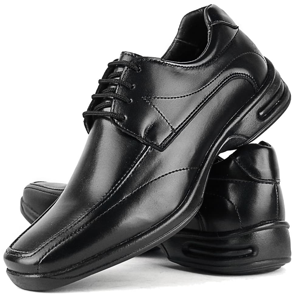 Sapato Social Masculino Preto Confort Antistress Com Cadarços