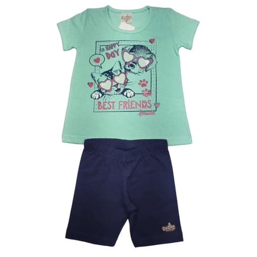 Conjunto Infantil Menina Premium com Blusa Estampada e Shorts 4 ao 10 anos