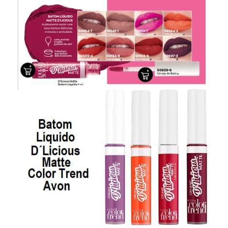 Batom Líquido Creamy D'Licious Matte 4ml Color Trend Avon OU Batom e Blush