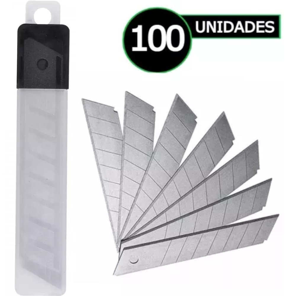 Kit 100 Lâminas Para Estilete 18mm - 10 Caixas c/ 10 Lâminas