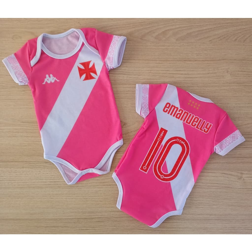 Body bebe personalizado com nome Vasco rosa