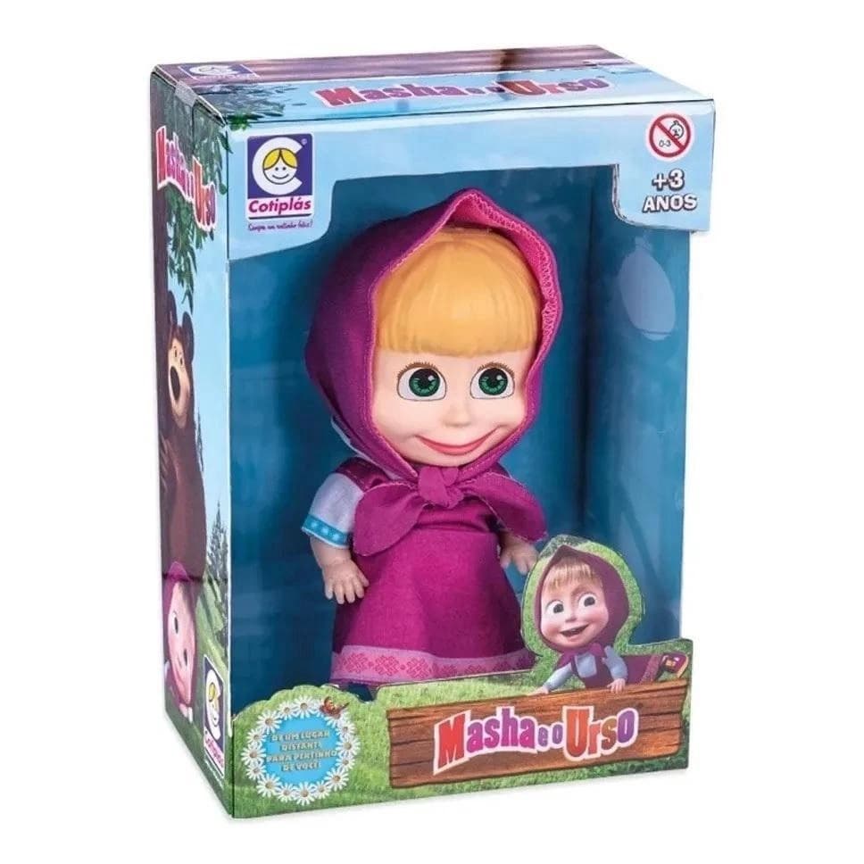 Boneca Masha Em Vinil Masha e o  Urso 18 Cm Brinquedo Original
