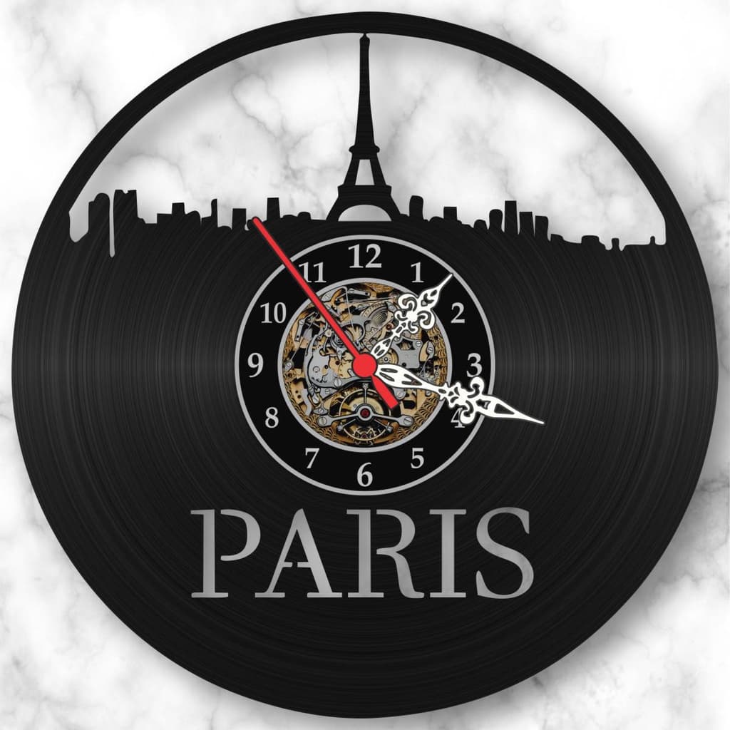 Relógio Parede Paris Cidades Países França Vinil Lp Decor