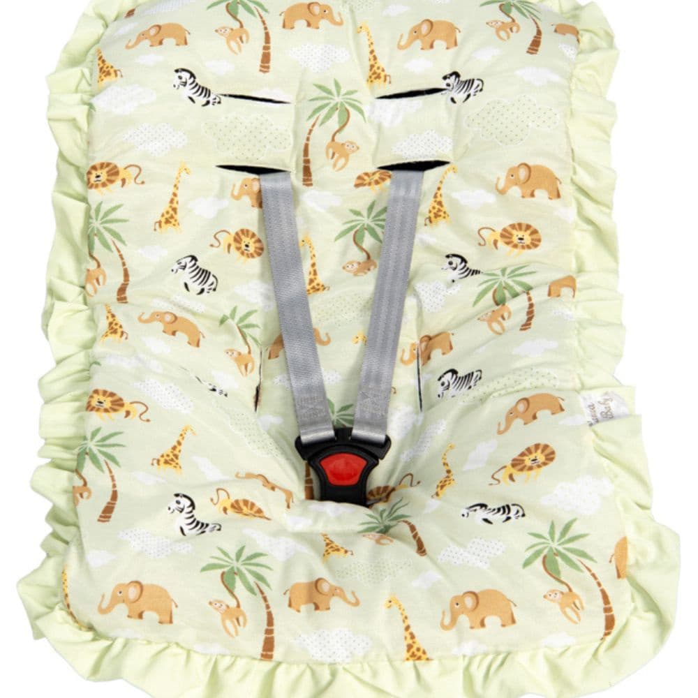Capa para Bebê Conforto, Verde, Animais, Menino, Floresta, 100% Algodão, Fácil de Lavar, Confortável, Tamanho Universal