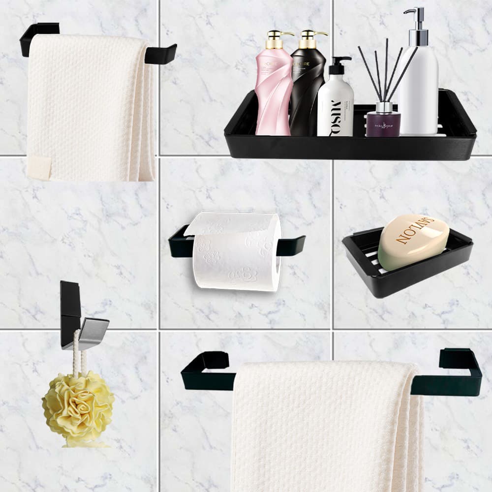 Kit Para Banheiro Luxo American Preto 6 Peças