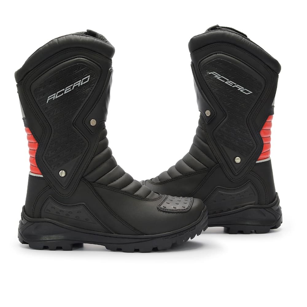 BOTA MOTOCICLISTA ACERO COURO SPEED TOURING VERMELHO
