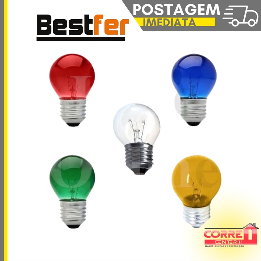 Lampada bolinha colorida Abajur 15w 127v  E27 ( VARIAS CORES )