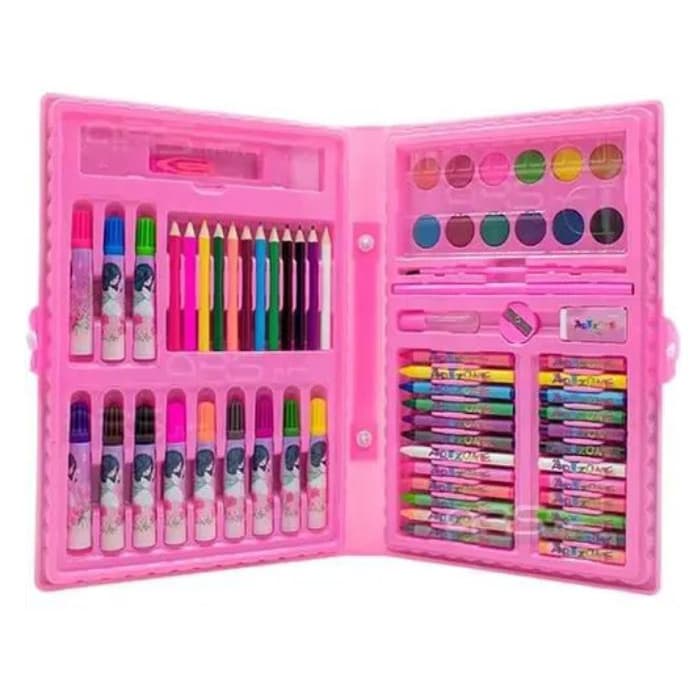 Estojo Maleta Pintura Infantil Com Canetinhas Giz Lápis Desenho Estojo Material Escolar Colorir 68 48 e 24 Peças