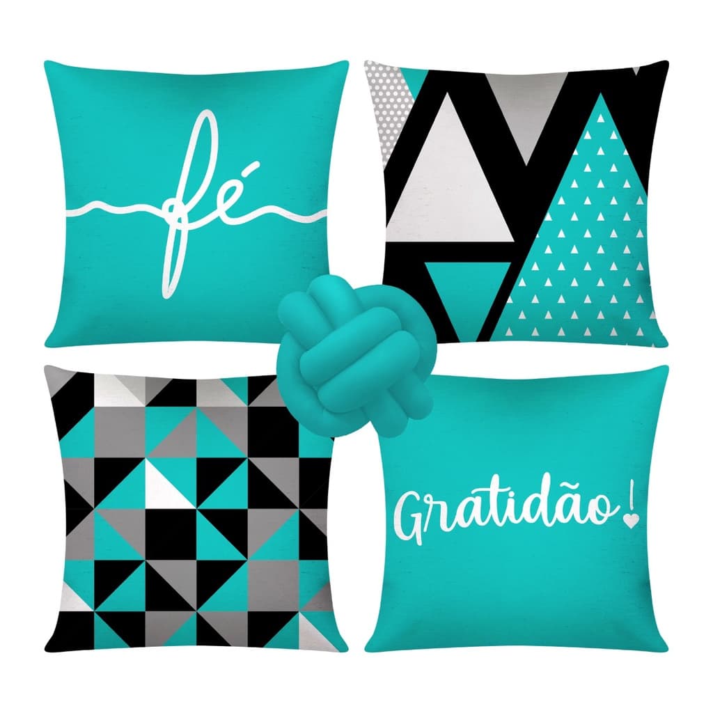 Kit 4 Almofadas Cheias Decorativas + 1 Almofada De Nó - 008
