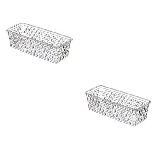 Kit 2 Cesto Organizador Multiuso Retangular Transparente 28x11x8cm