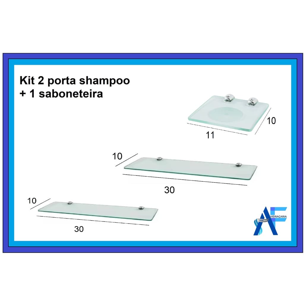 Kit duas prateleiras porta shampoo + uma saboneteira