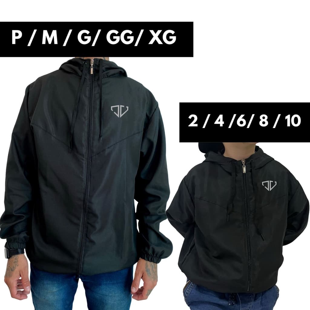 Kit Corta-Vento Pai e Filho Preto New DLV