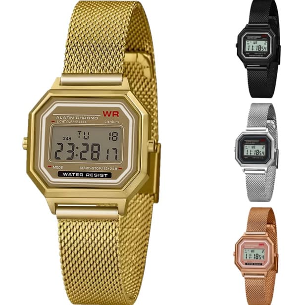 Relógio De Pulso Led Digital Malha Milanese Retrô Vintage Barato Prova D'àgua Unissex Masculino Feminino Envio Imediato!