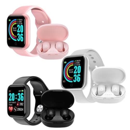 Fone de ouvido sem fio a6s e Relógio inteligente Smartwatch D20 y68/d20 medidor de frequencia cardiaca, lindos, leve le