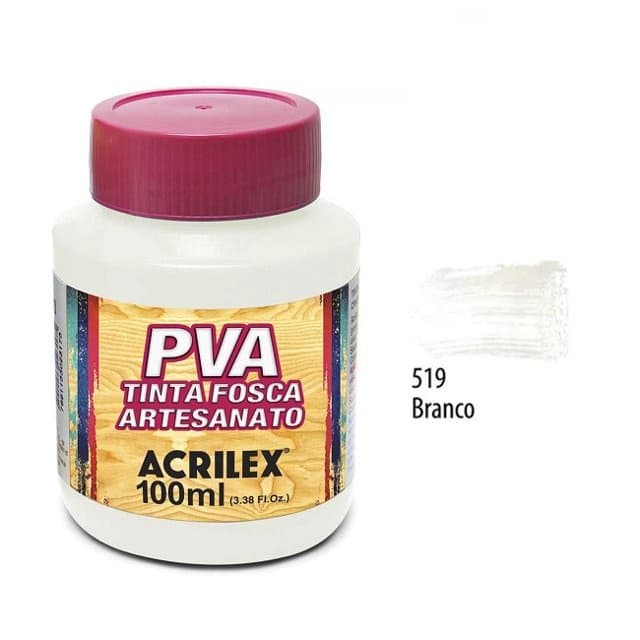 Tinta PVA Artesanato Madeira Branco 100ml Acrilex