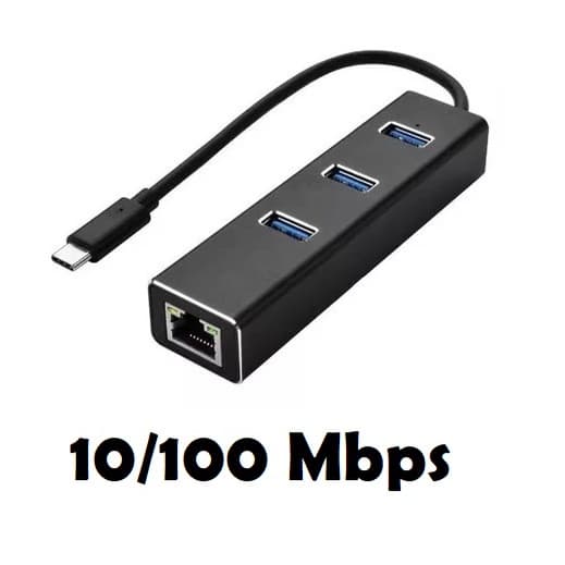 Adaptador Usb Tipo C 3.1 Hub 3 Portas 3.0 Ethernet Rj45 10/100 ws