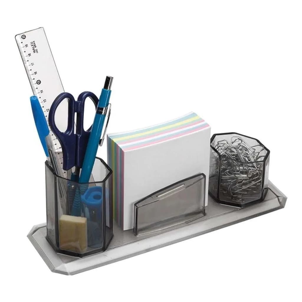 Suporte Organizador 3 em 1 - Porta Caneta, lapis, Clips, Lembrete, Cartão de Visita