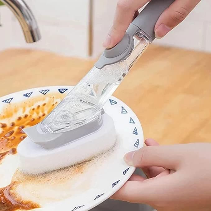 Escova Porta Detergente Limpeza 2 em 1 Dispenser Reservatório de Detergente Bucha Lava louça
