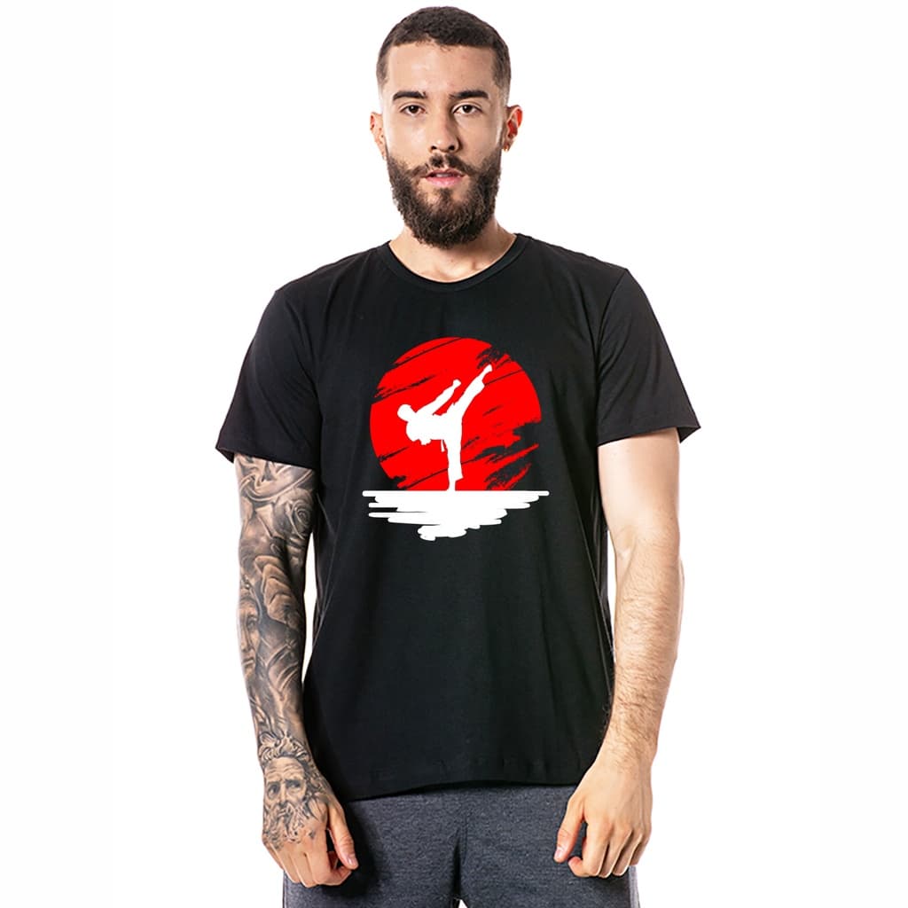 Camiseta Masculina Karate Artes Marciais Japão Camisa De Algodão