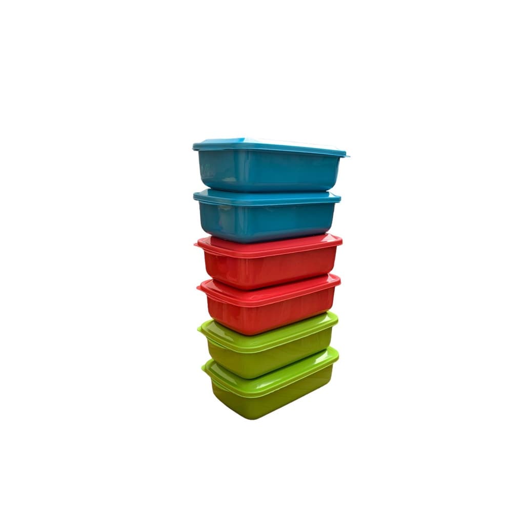 Kit 10 Potes Plasticos Coloridos Retangular 1,1L Porta Alimentos