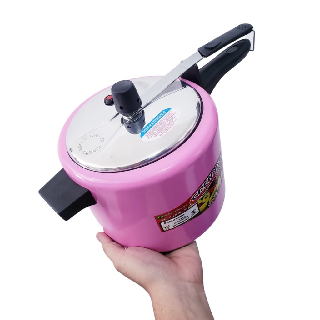 Panela De Pressão 4,5 Litros Rosa Alumínio Grosso