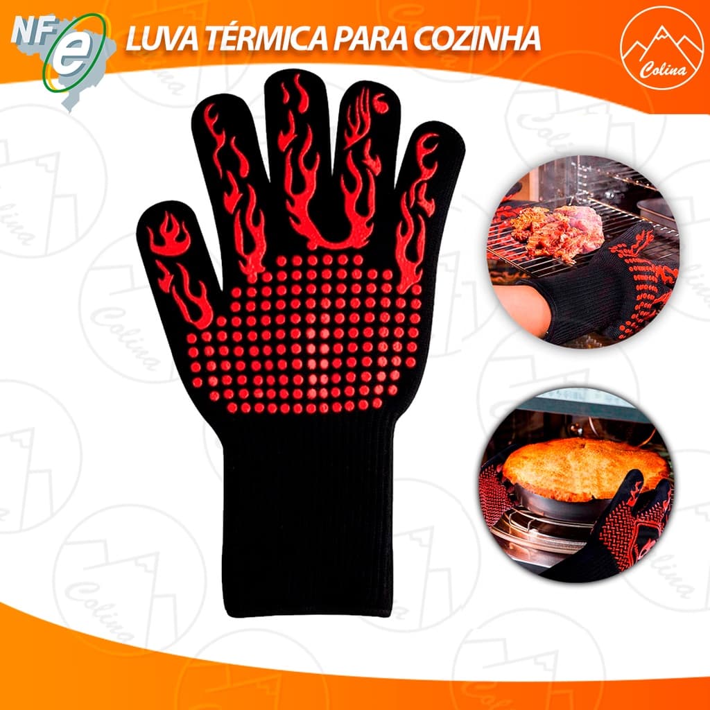 Luva Térmica Forno Churrasco Super Resistente Altas Temperaturas