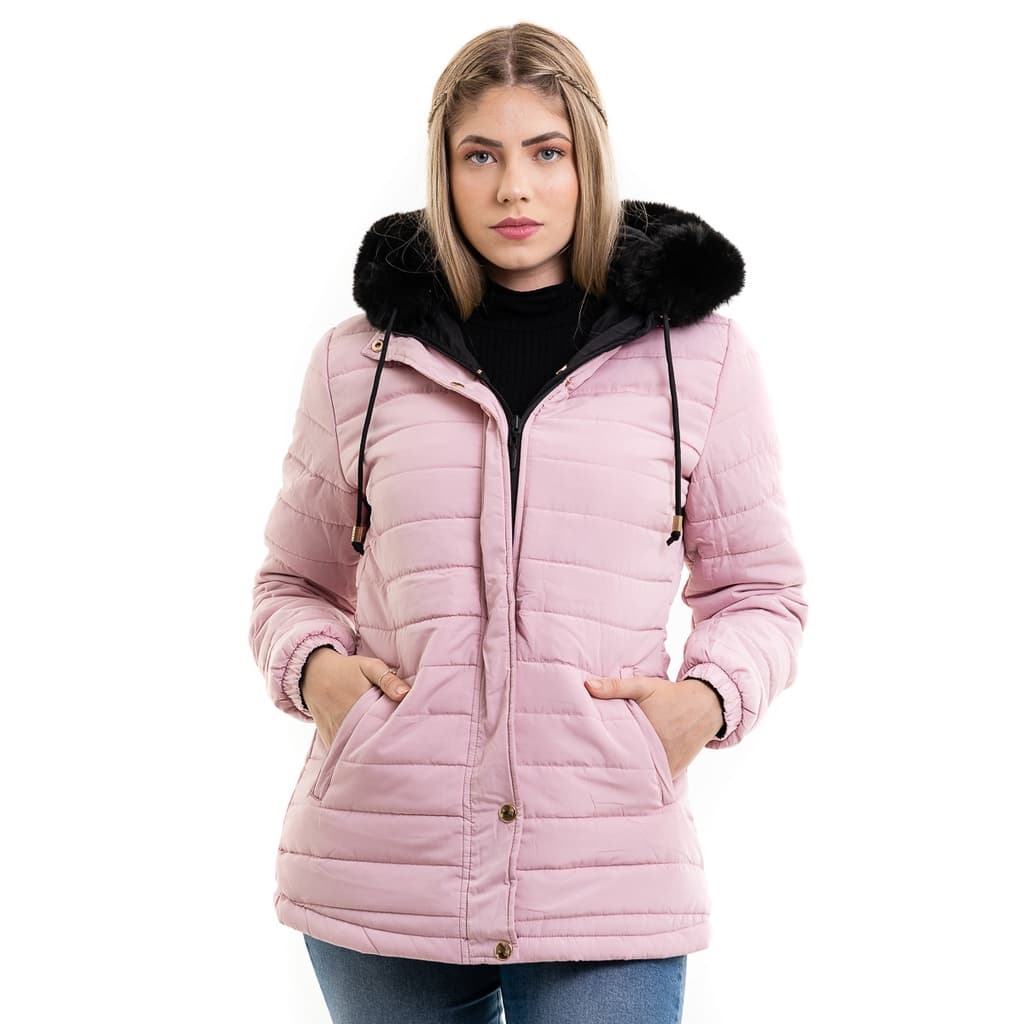 Parka Feminina dupla face jaqueta 2 em 1 forrada grossa
