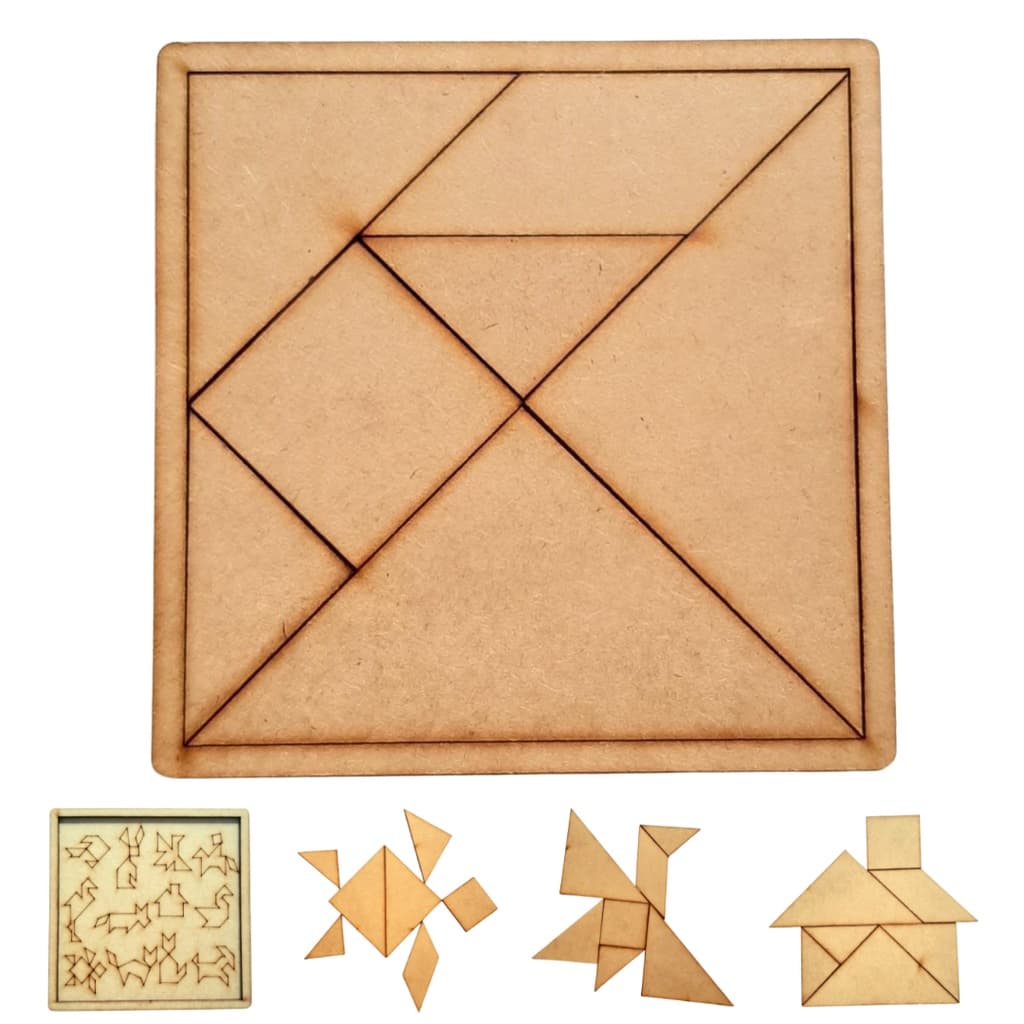 Tangram Quebra Cabeça MDF Geométrico Infantil Lembrancinha Brinquedo Educacional