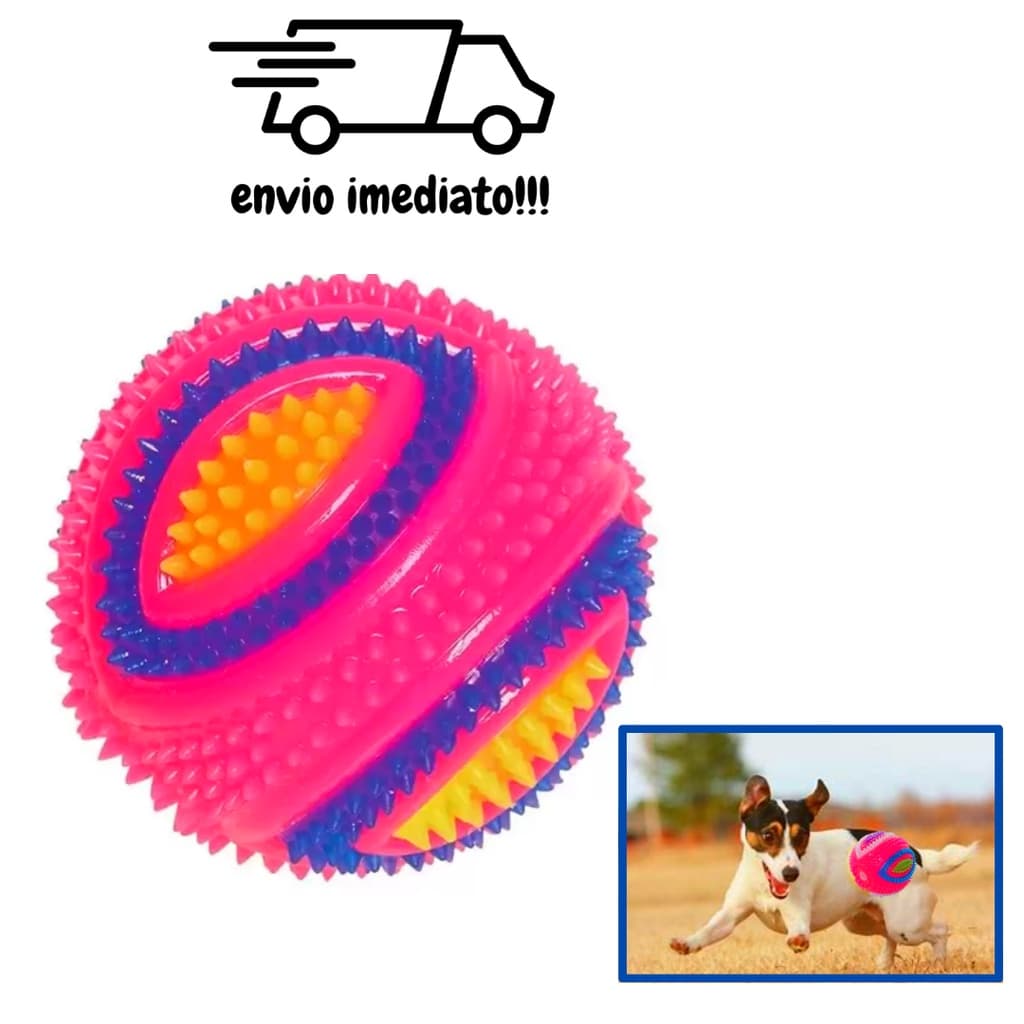 Bola Bolinha Para Pet Com Apito De Vinil Cores Variadas 6,5 Cm