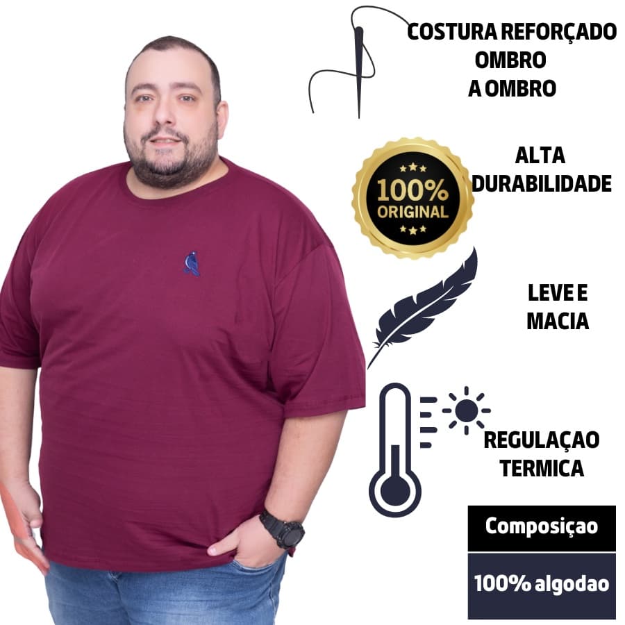 Blusa Masculina Plus Size Basica G1 G2 G3  Roupas extra grande algodao camisa camiseta