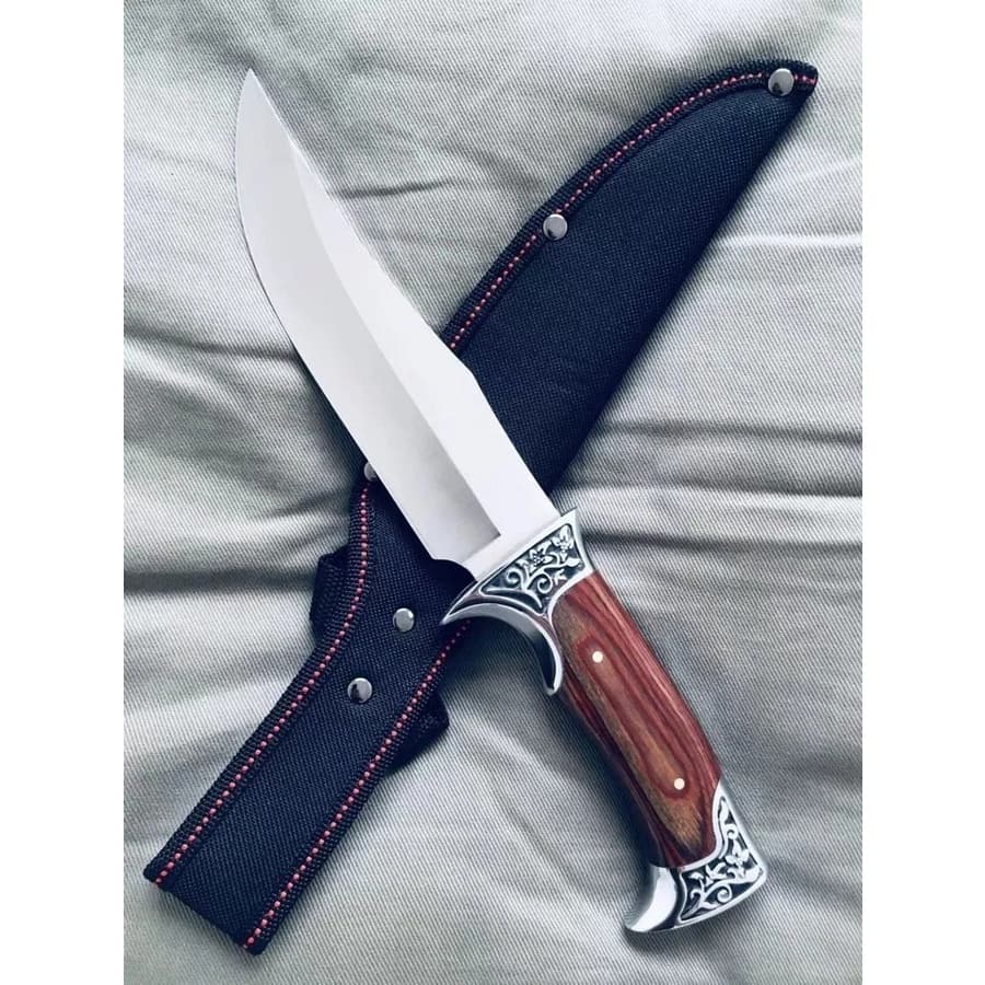Faca De Caça e Pesca MK Tática Militar Fulltang Luxuosa Afiada Churrasco Camping C/ Bainha Homens