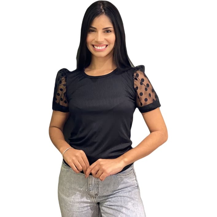 Blusa Feminina Canelada Manga Bufante Princesa Sku:bc11