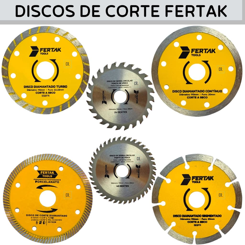 Disco de Corte Diamantado ou de Serra Fertak Disco Para Makita Serra Mármore Parede Madeira Concreto
