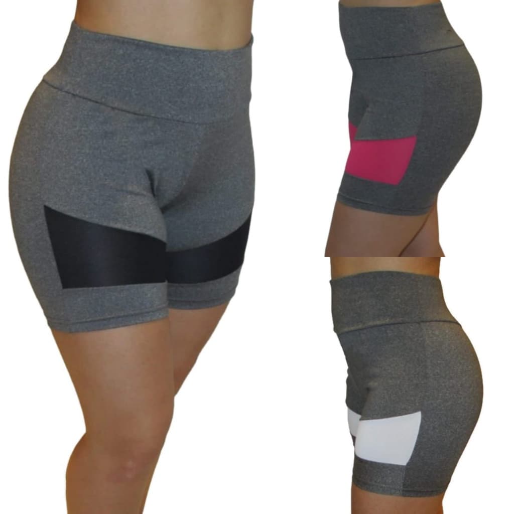 Bermuda Legging com detalhe ou Short Legging Meia Coxa Curto Fitness Academia Levanta Bumbum Cintura Alta 10cm