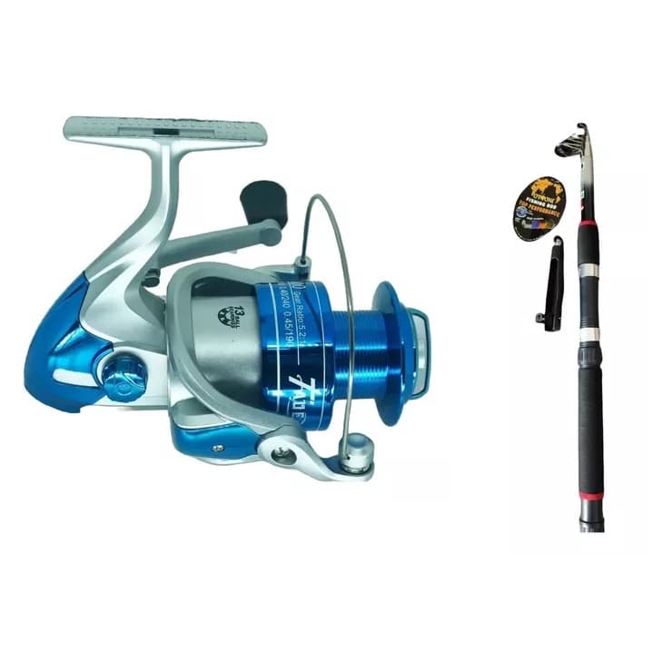 Kit Vara Pesca Mar Telescópica 4,20m 15-30kg Ação Média + Molinete Ks 4000 8 Rolamentos